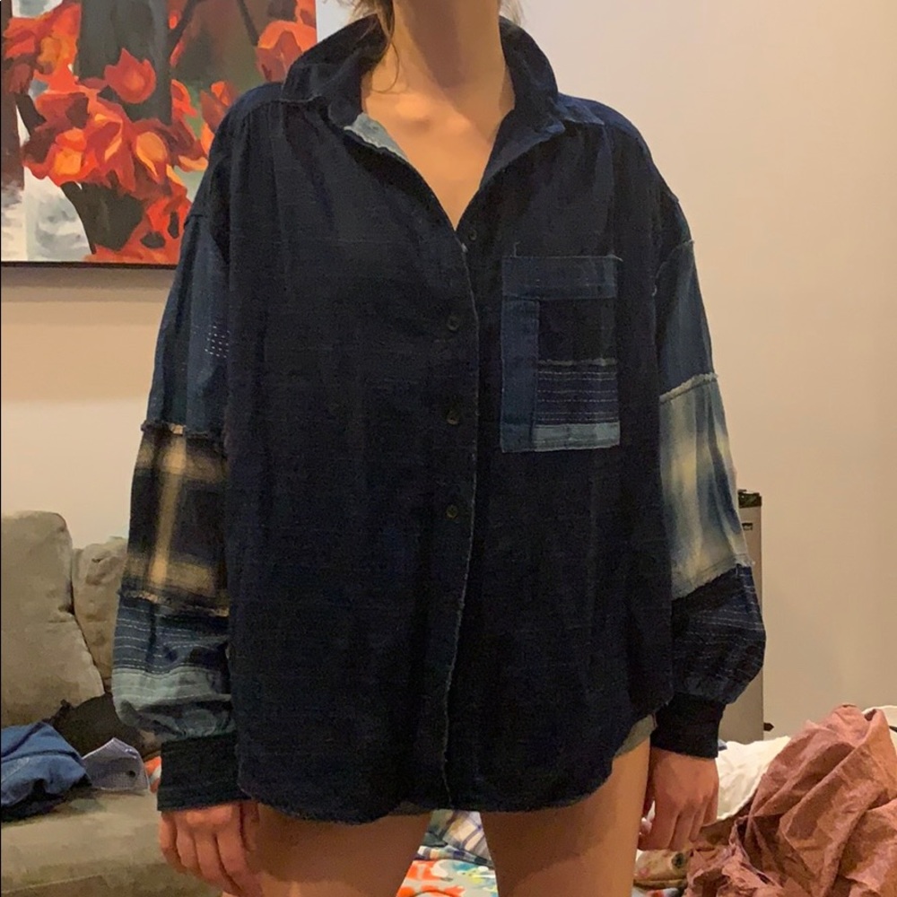 Free People Button Down Patchwork Size XS
